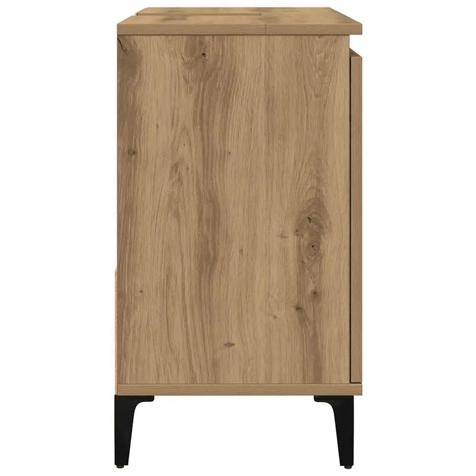 vidaXL - Wastafelonderkast - 1 deur 2 lades - Artisanaal eiken - 65x33x60 cm