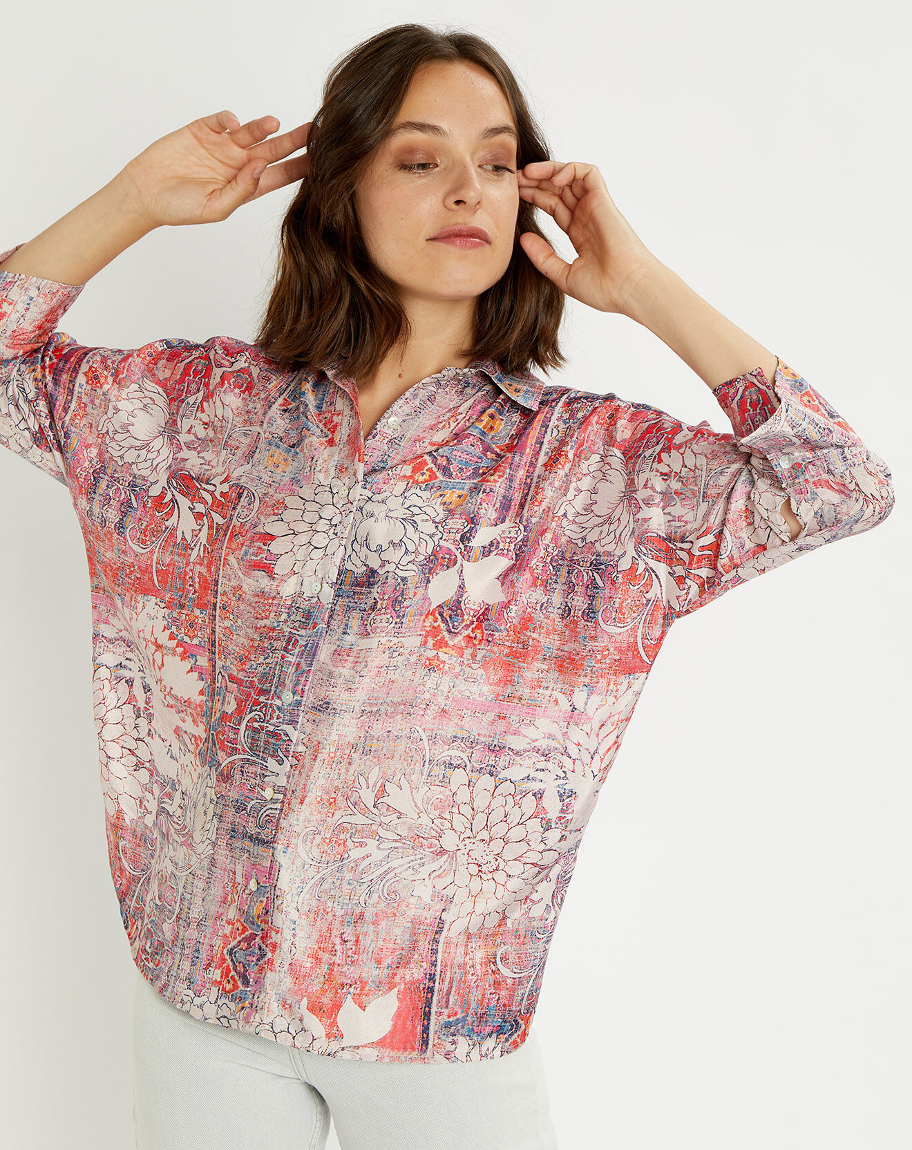 Lauren Vidal Chemise en Soie mélangée Sasha imprimée candy