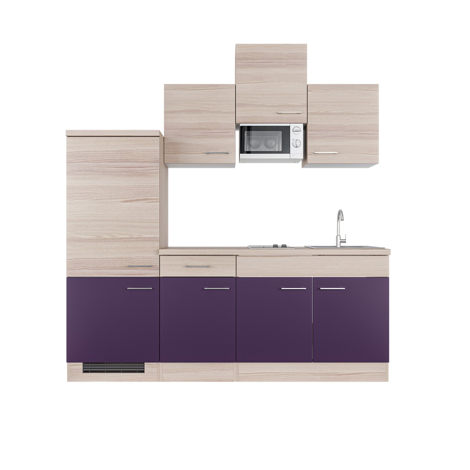 Küchenblock FOCUS - Akazie-aubergine - mit E-Geräten - 210 cm