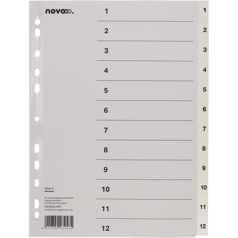 novooo Register, weiss, A4, 1-12