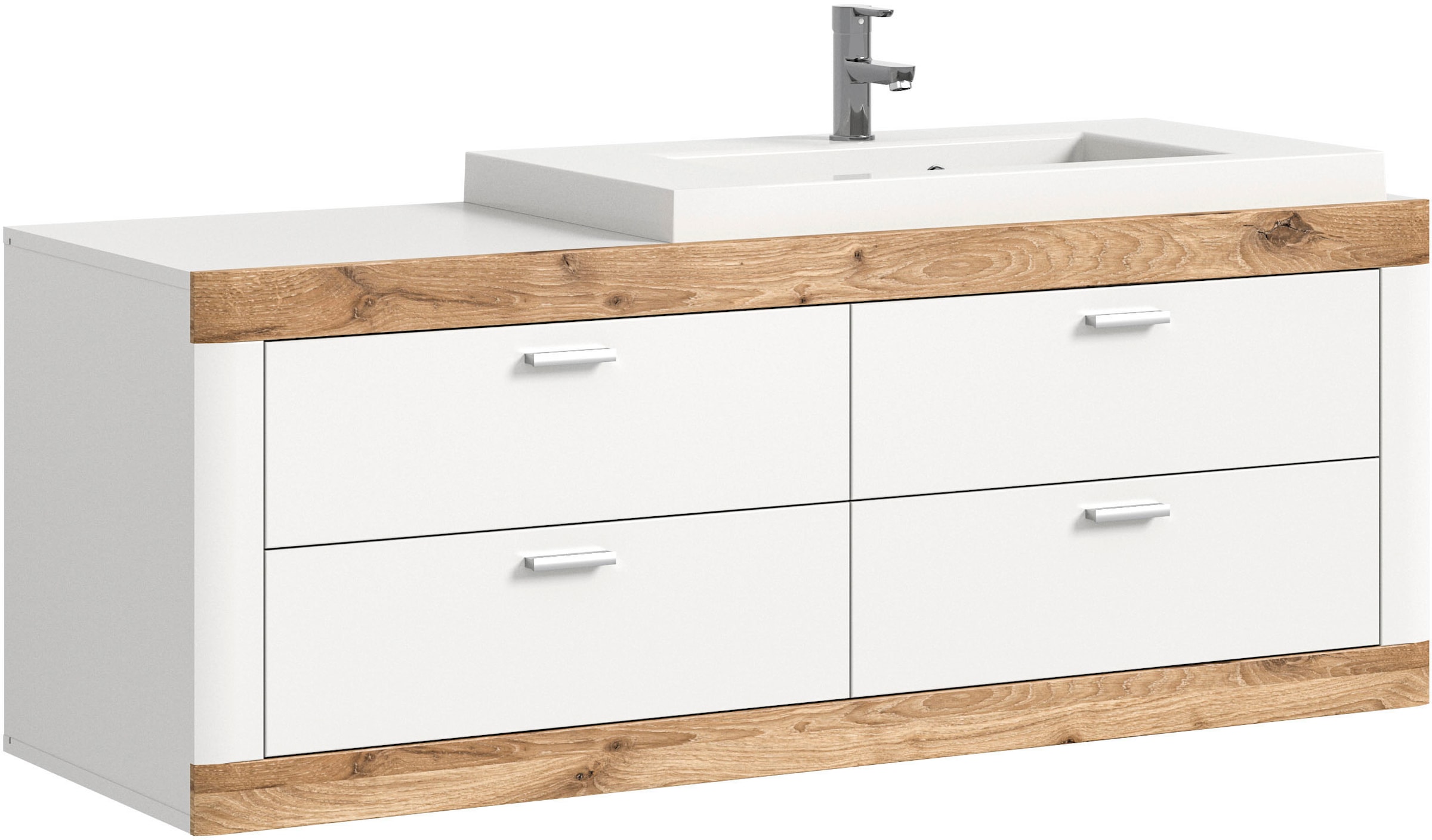 Home affaire Waschtisch »Landsby, Breite 133 cm, inkl. Mineralguss-Waschbecken, 4 Schubkästen« 2 Stk. tlg. inkl. Waschbecken