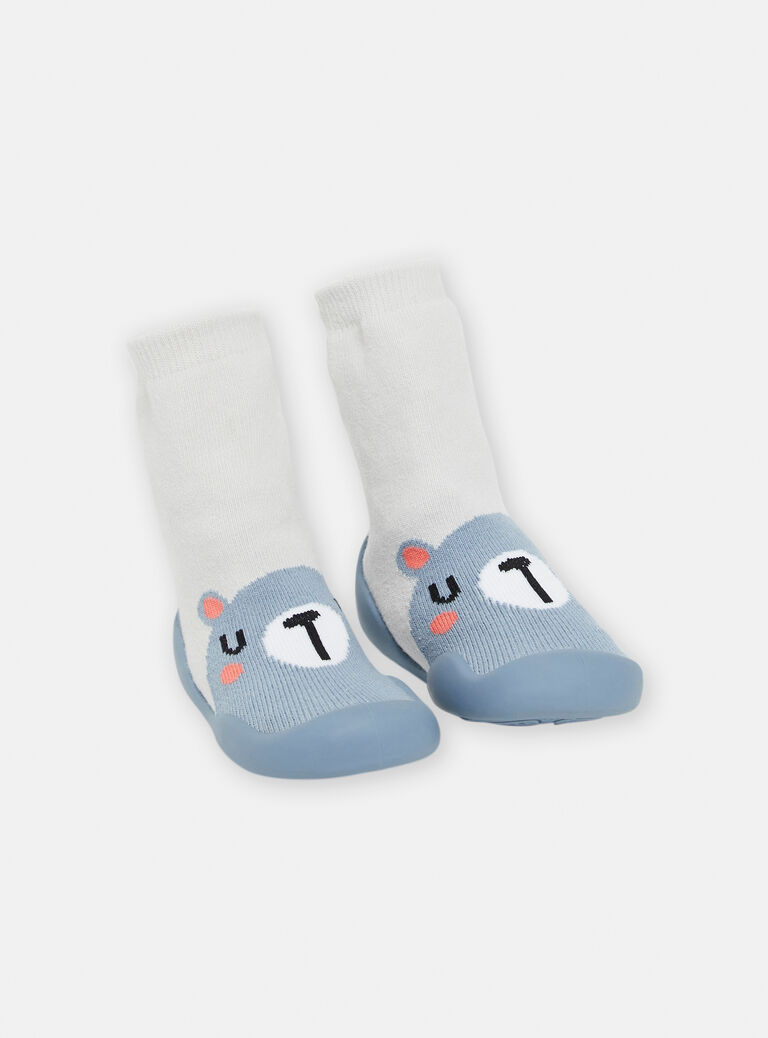 Chaussons chaussettes bleus à motif ours