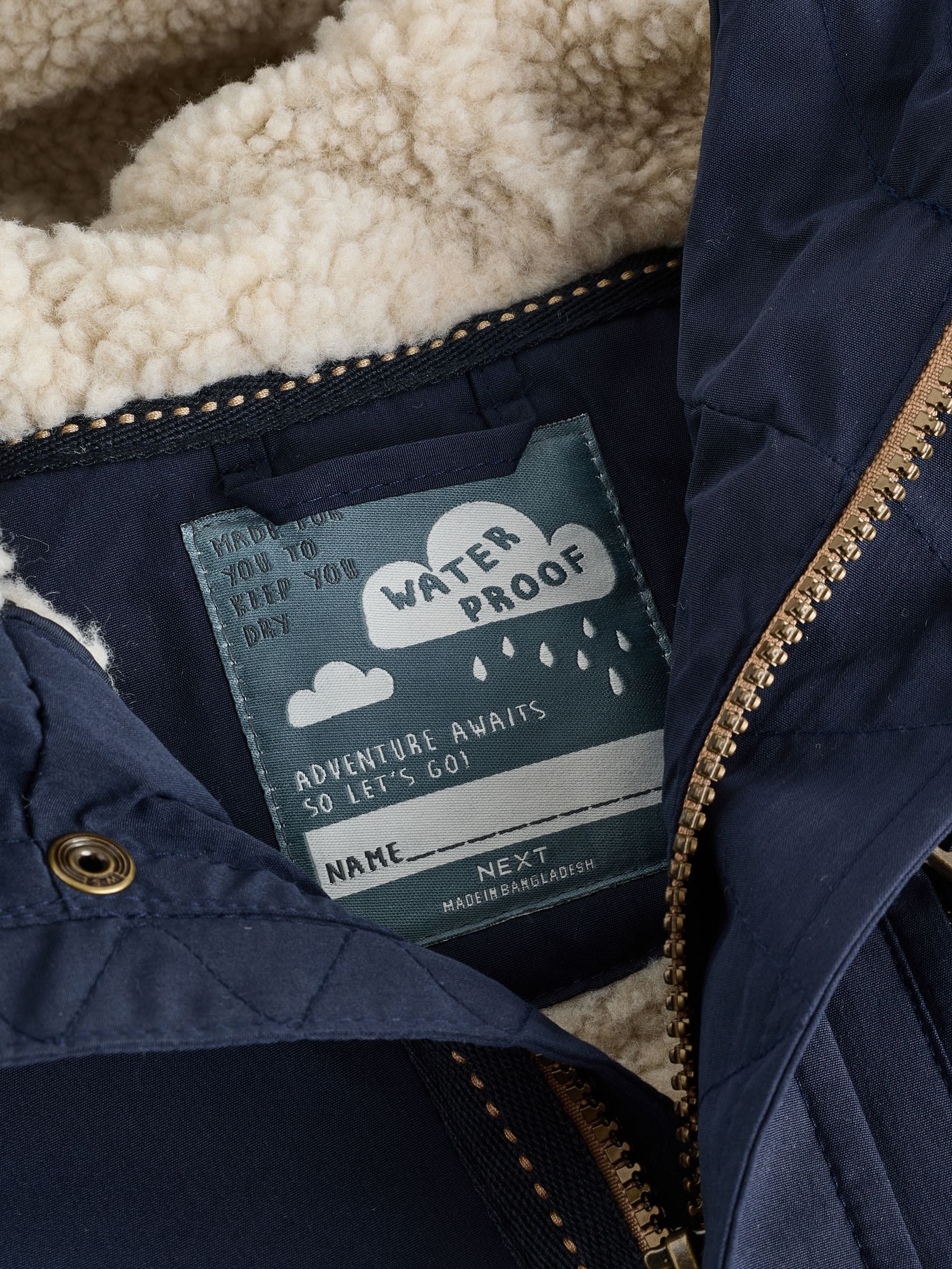 Marineblauw - Waterdichte parka met borgvoering (3mnd -7jr)
