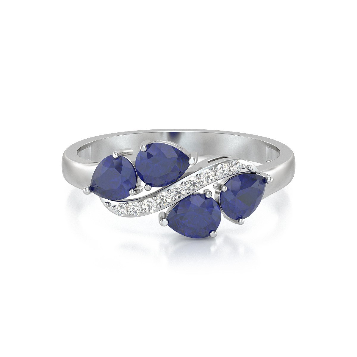 Bague ADEN ADEN Saphir et diamants sur Argent 925 2.414grs