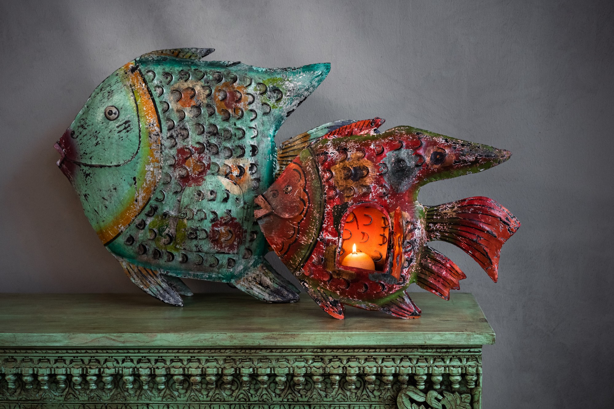 Hängelaterne 'Poisson', multicolor, B 61 cm, H 47 cm, L 10 cm von fischer's lagerhaus