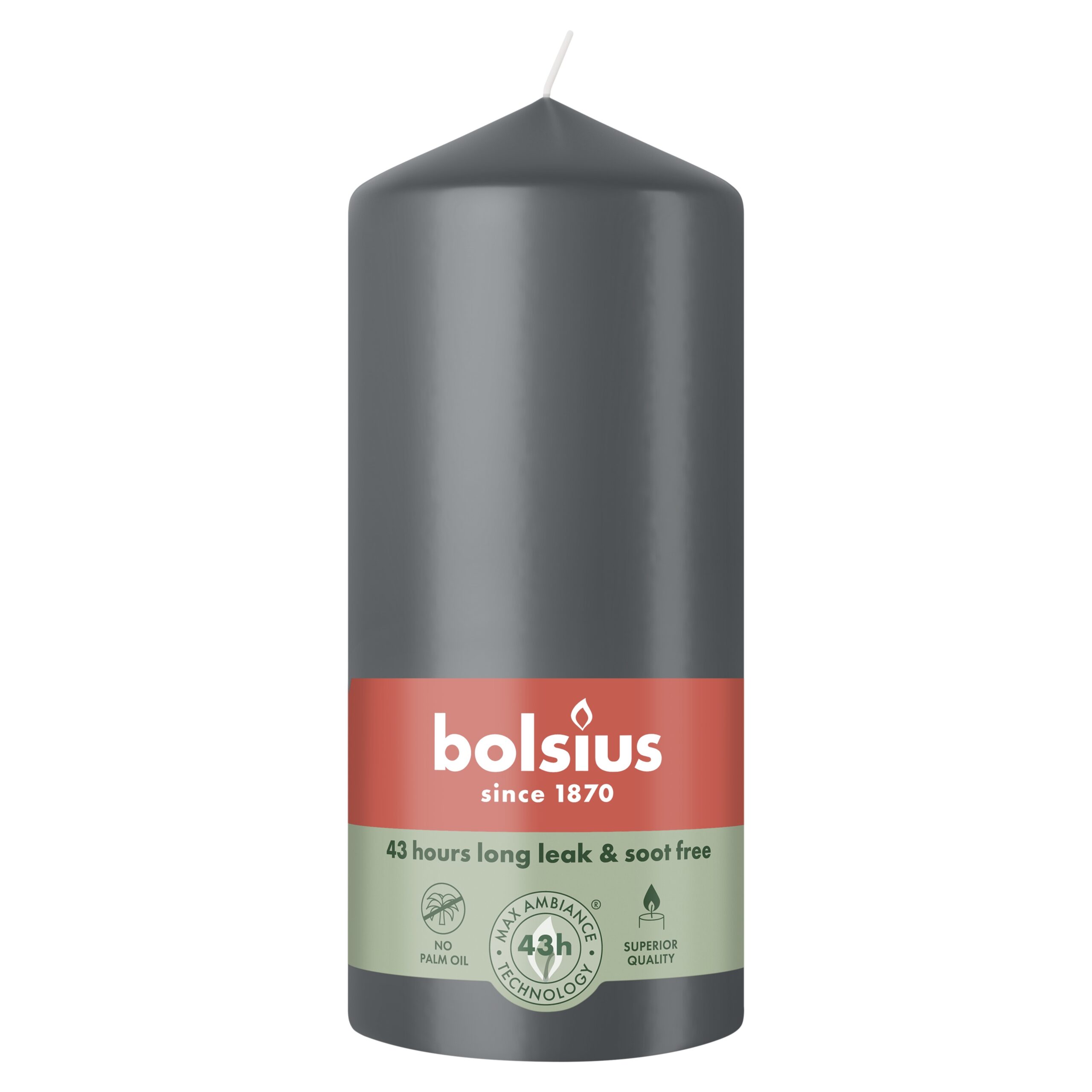 Bolsius Stompkaars 130/68 Stormy Grey (1 stuk)