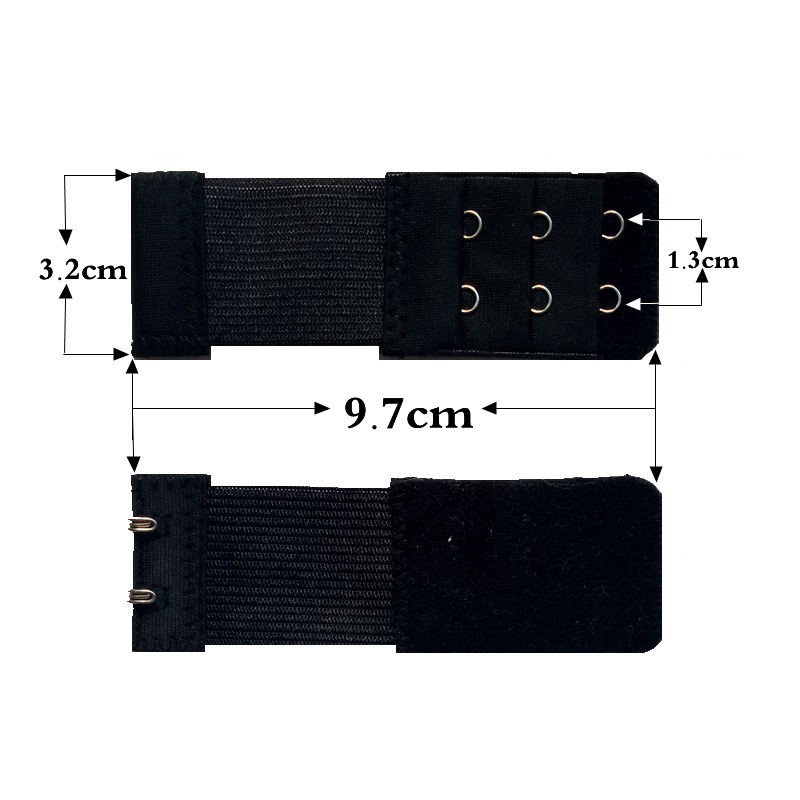(6er Set) BH Verlängerung Erweiterung mit 2 / 3 Haken Verschluss - Schwarz