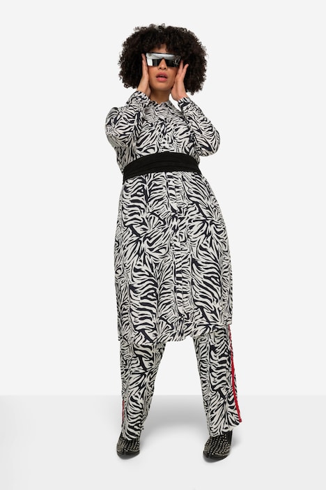 Longbluse, Zebradruck, Rücken-Statement, Hemdkragen, Langarm