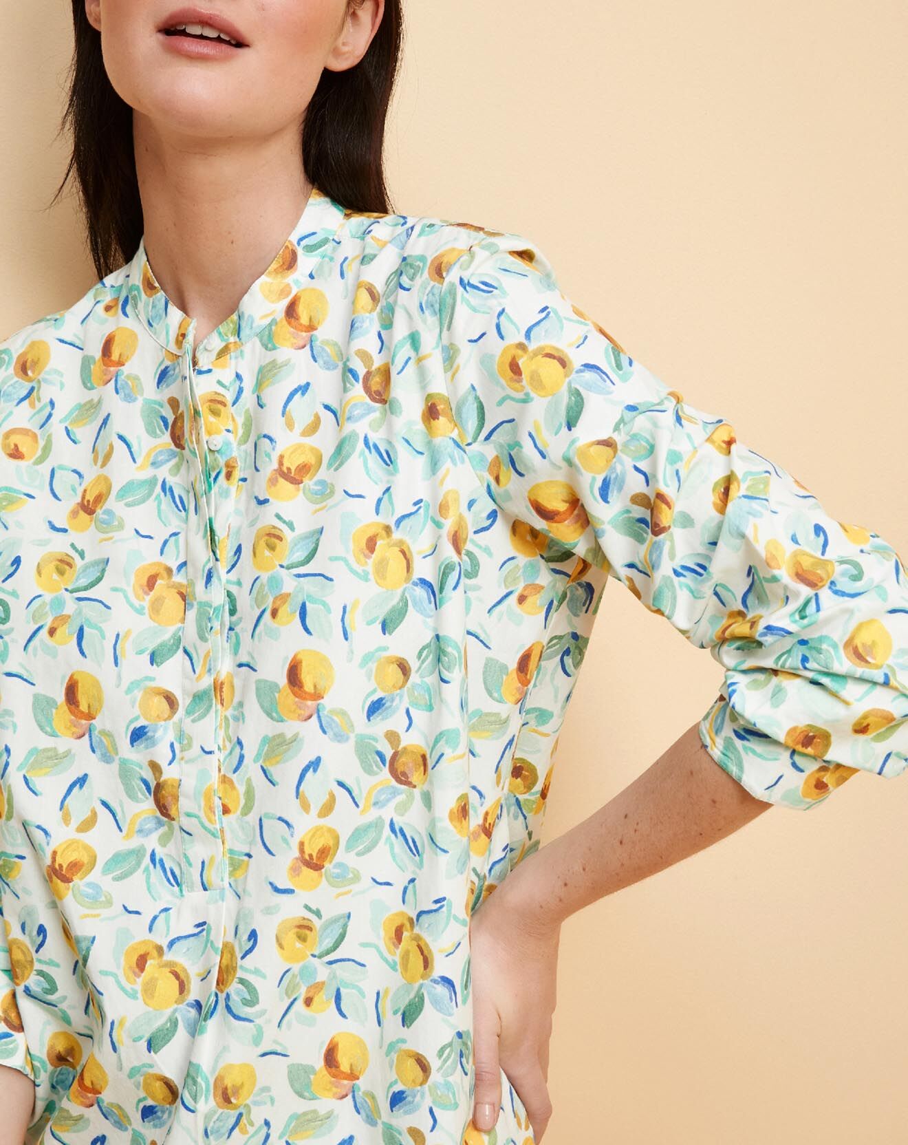 Cyrillus Robe-chemise imprimée Citrons multicolore
