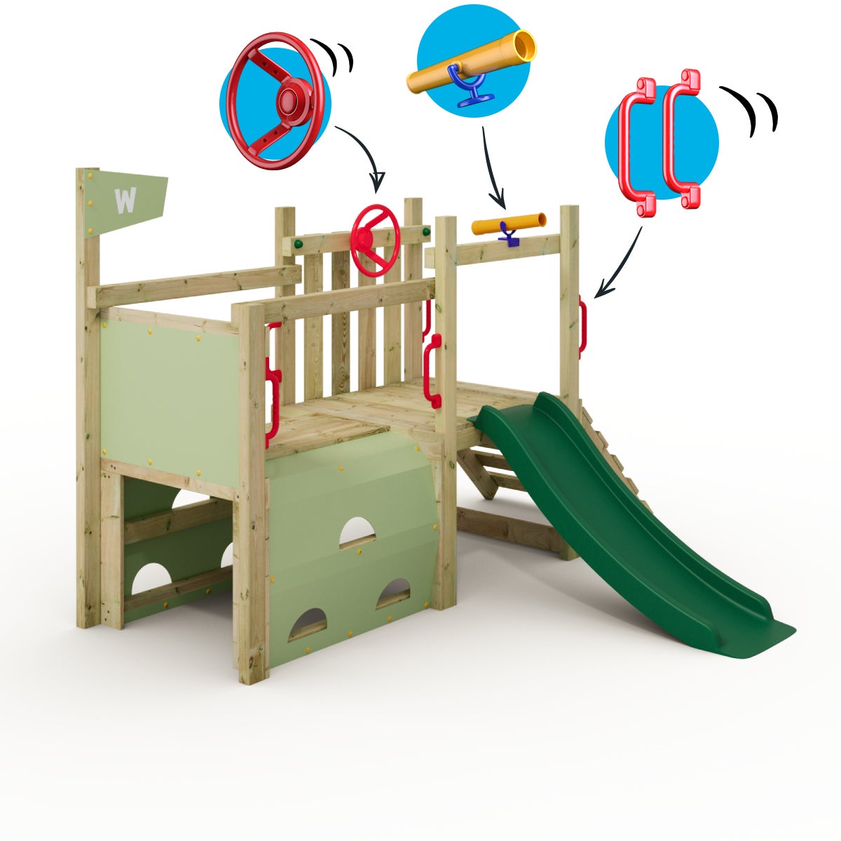 WICKEY Peuter Klimtoren My First Fort 2 met Glijbaan - Pastelgroen