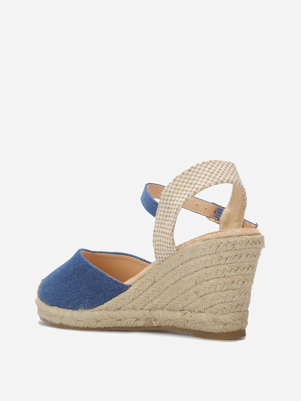 Espadrilles compensées en denim- Bleu Denim