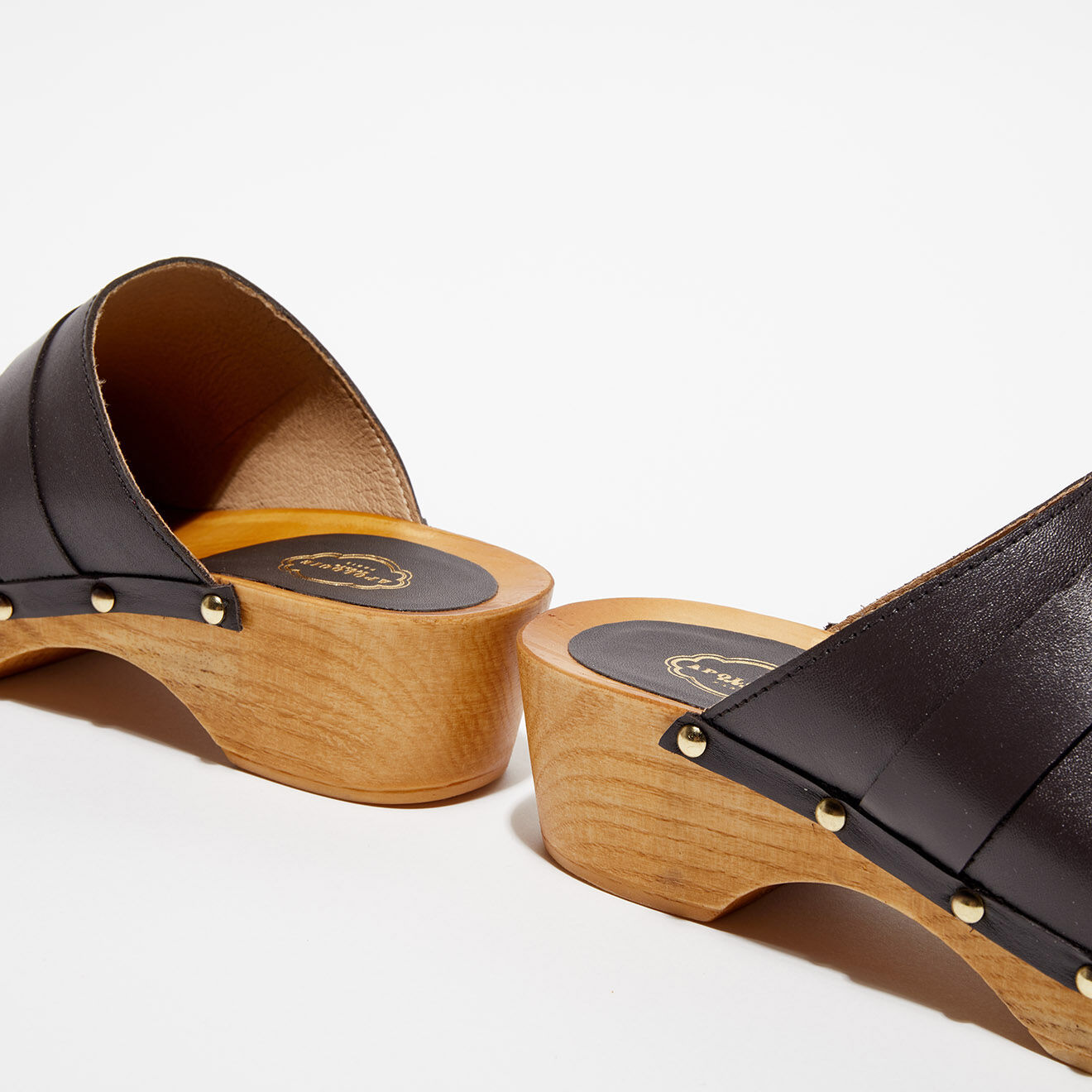 Apologie Studio Sabots en Cuir Sofia marron foncé - Talon 5 cm