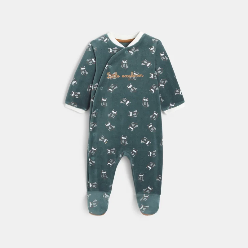 Dors-bien velours vert bébé garçon Vert