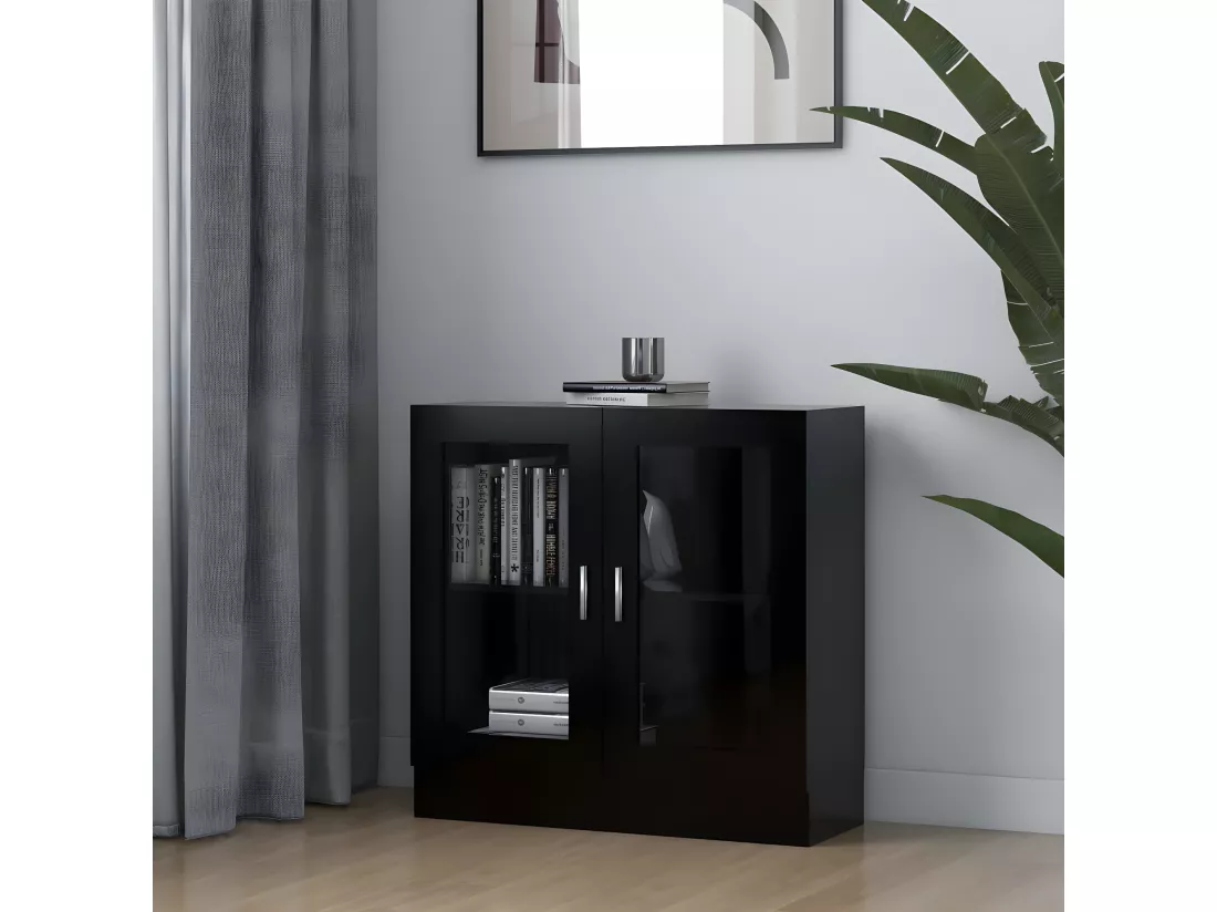 Armoire à vitrine Noir 82,5x30,5x80 cm Aggloméré