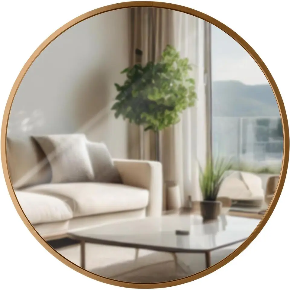 CLP Wandspiegel Elsie rond - Metaal - mat goud - 45cm