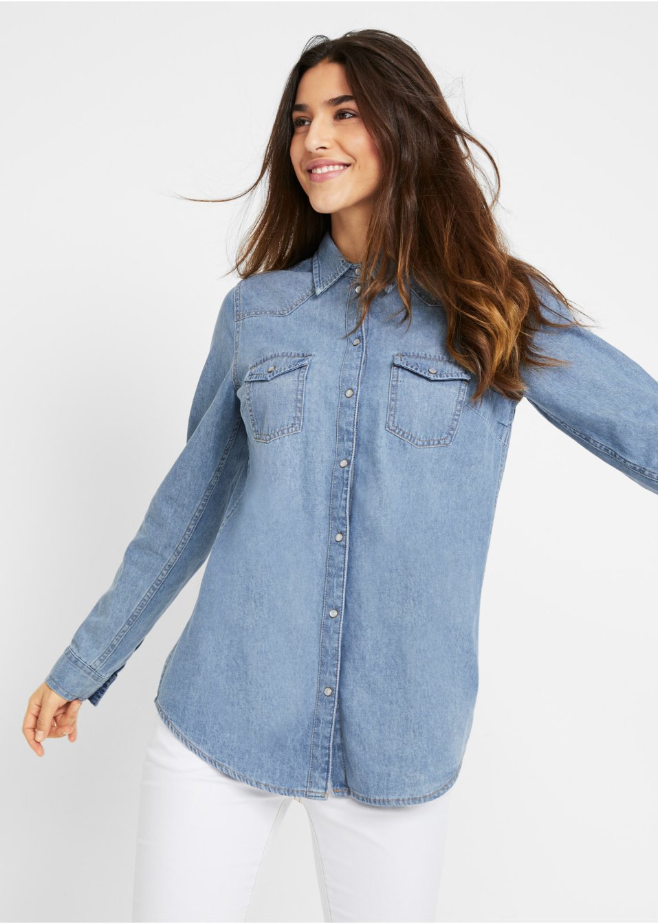 Chemise en jean manches longues