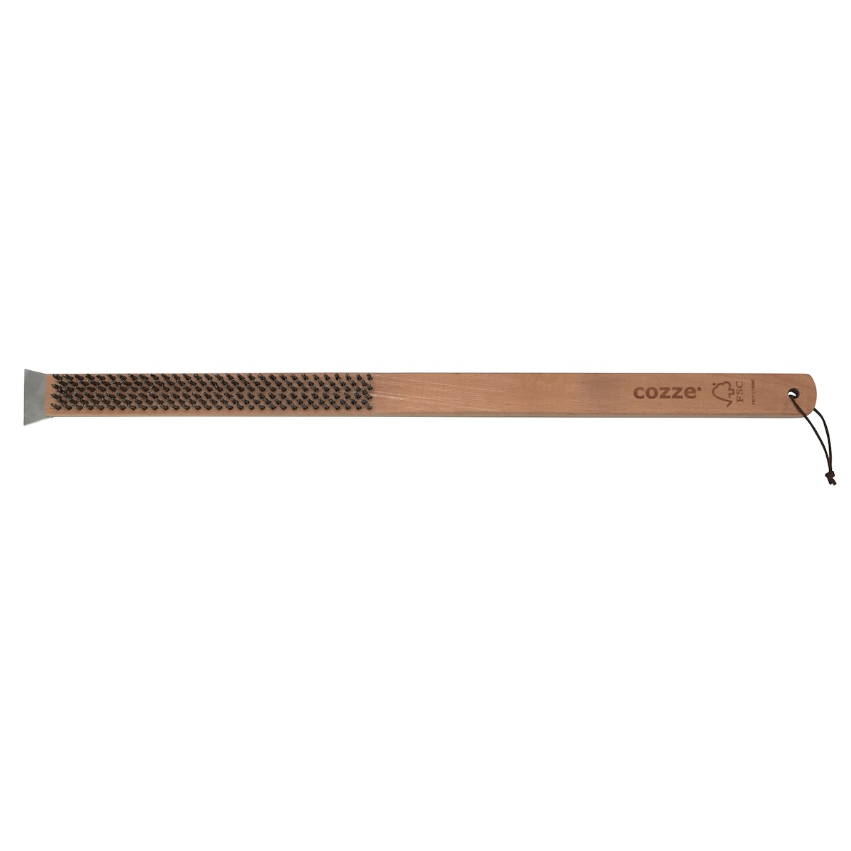 Cozze® stålbørste med skrape og trehåndtak 25 x 4,5 x 60 cm