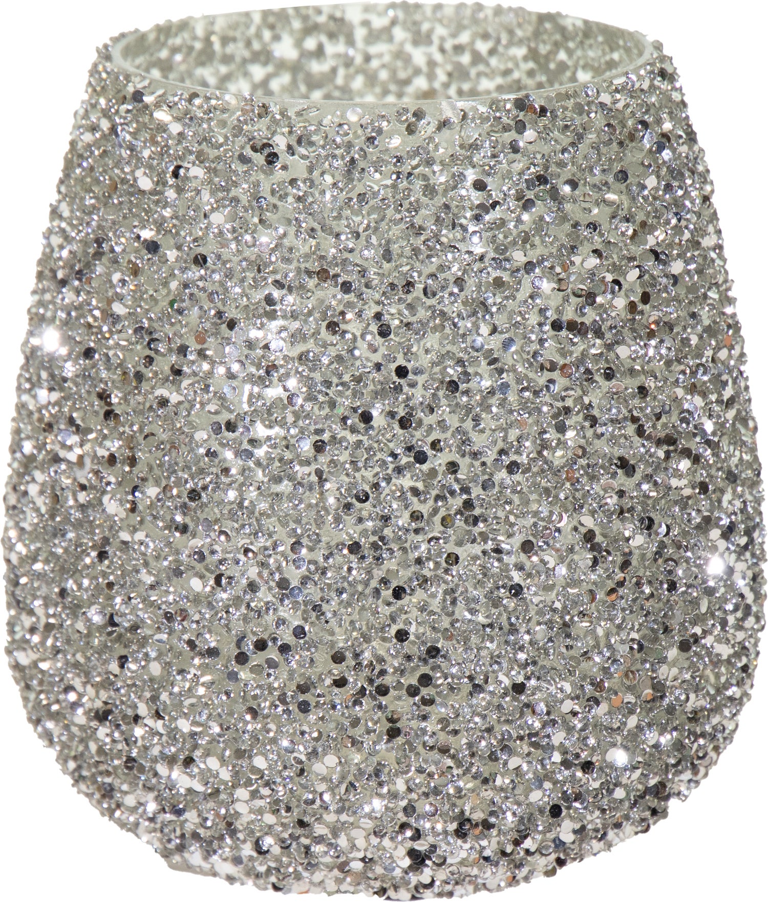 Strass waxinelichthouder Lulu zilver D 9,5 H 9 cm