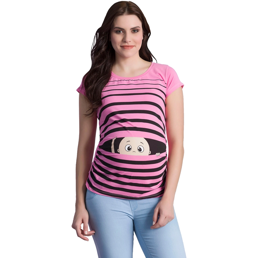 M.M.C. Umstandsshirt Guck Guck mit Motiv Rosa