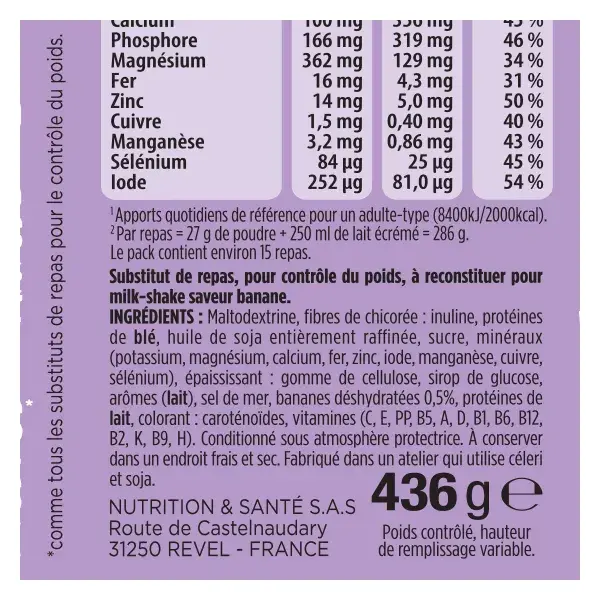 Gerlinéa Repas Minceur Milk-Shake Banane 436g