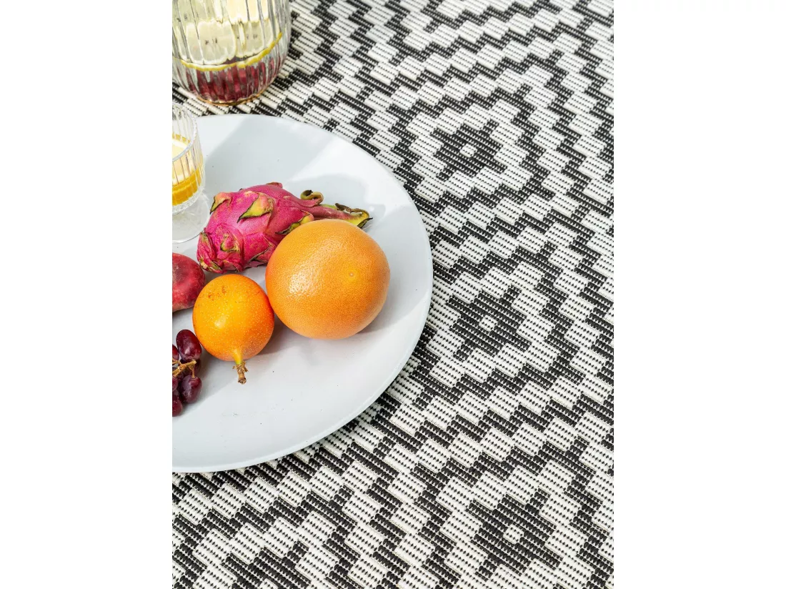 Tapis d'extérieur & intérieur Metro Noir & Blanc 80x200 cm