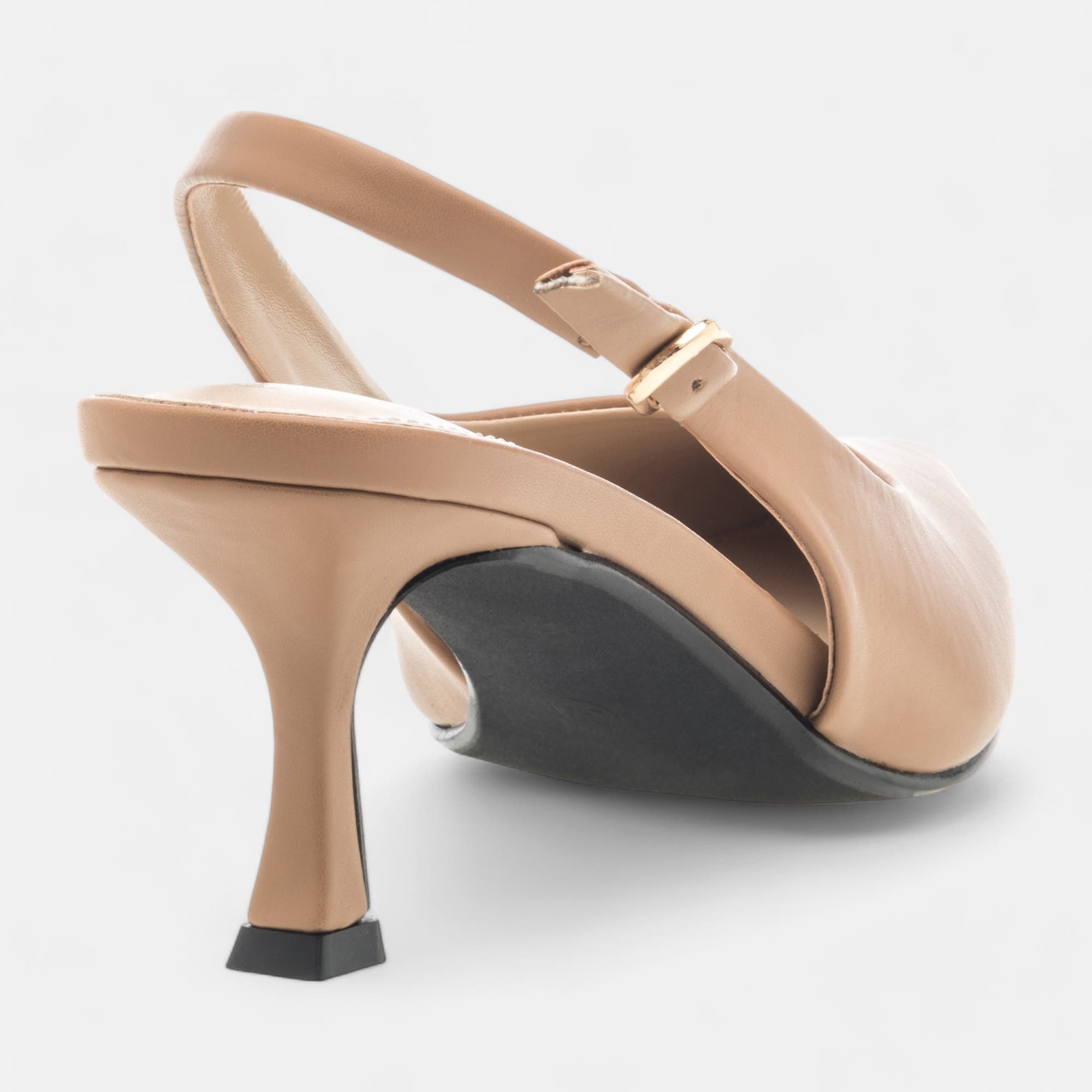 Escarpins avec bride arrière à talon Femme beige
