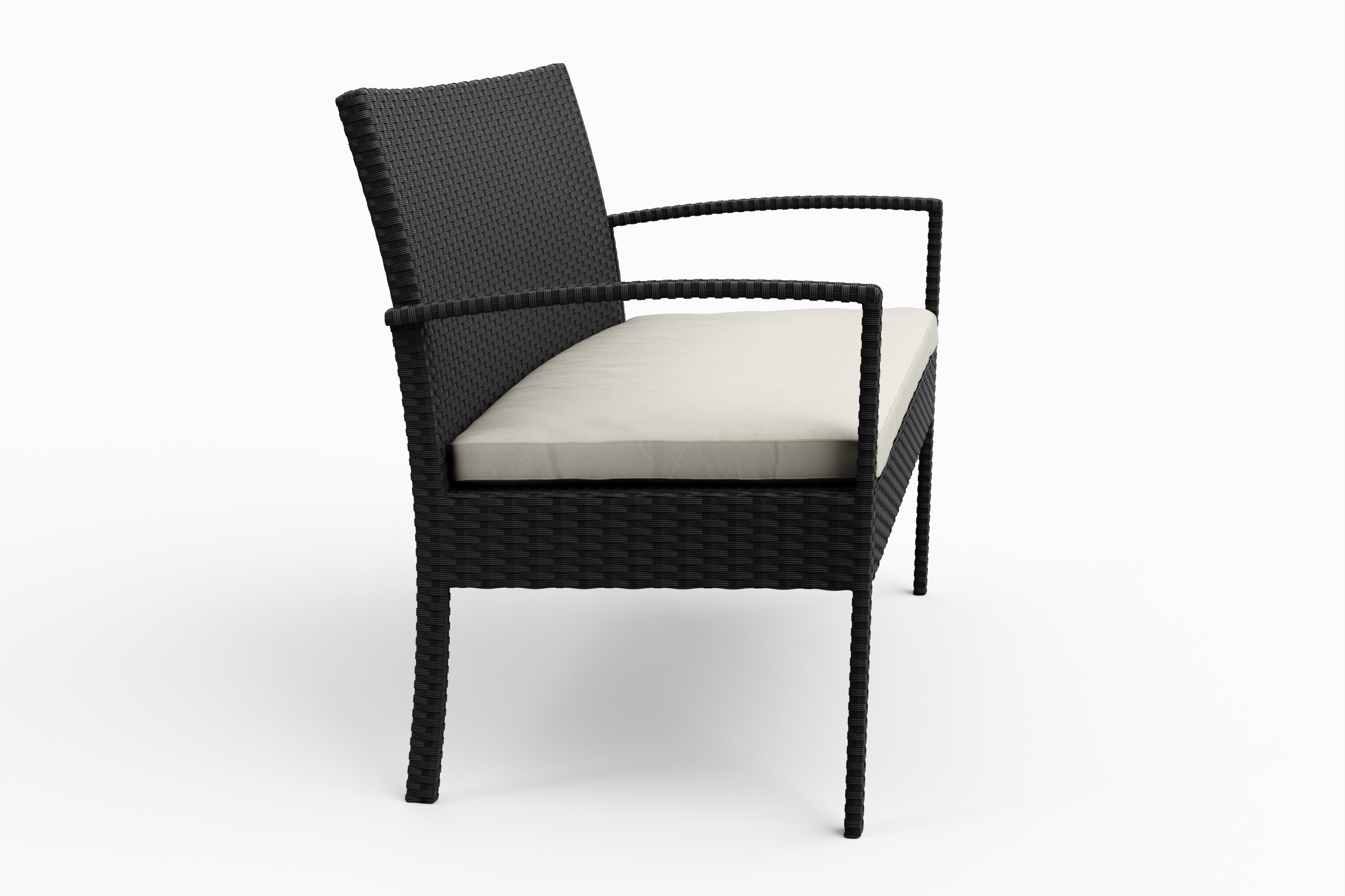 Gartenbank Rattan 108 cm schwarz