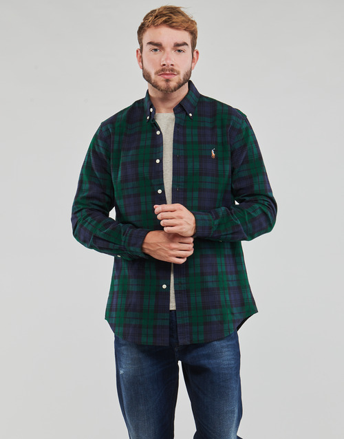 Polo Ralph Lauren - CHEMISE COUPE DROITE EN OXFORD Verde / Marino
