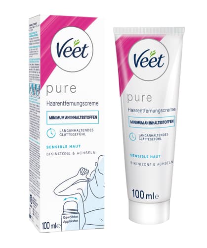 Veet Pure Haarentfernungscreme Bikinizone & Achseln, 100 ml