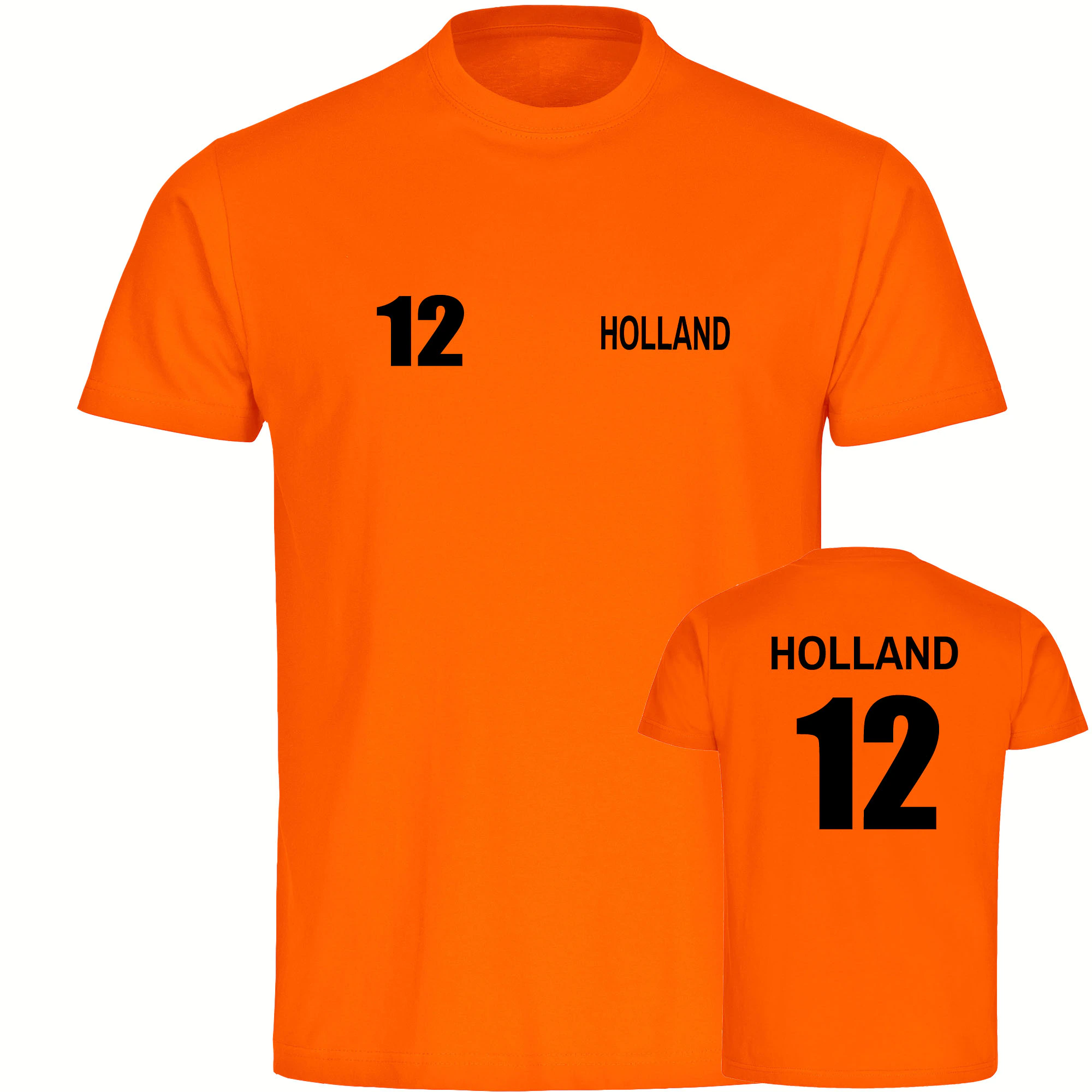 multifanshop® Herren T-Shirt - Holland - Trikot 12 - Druck schwarz