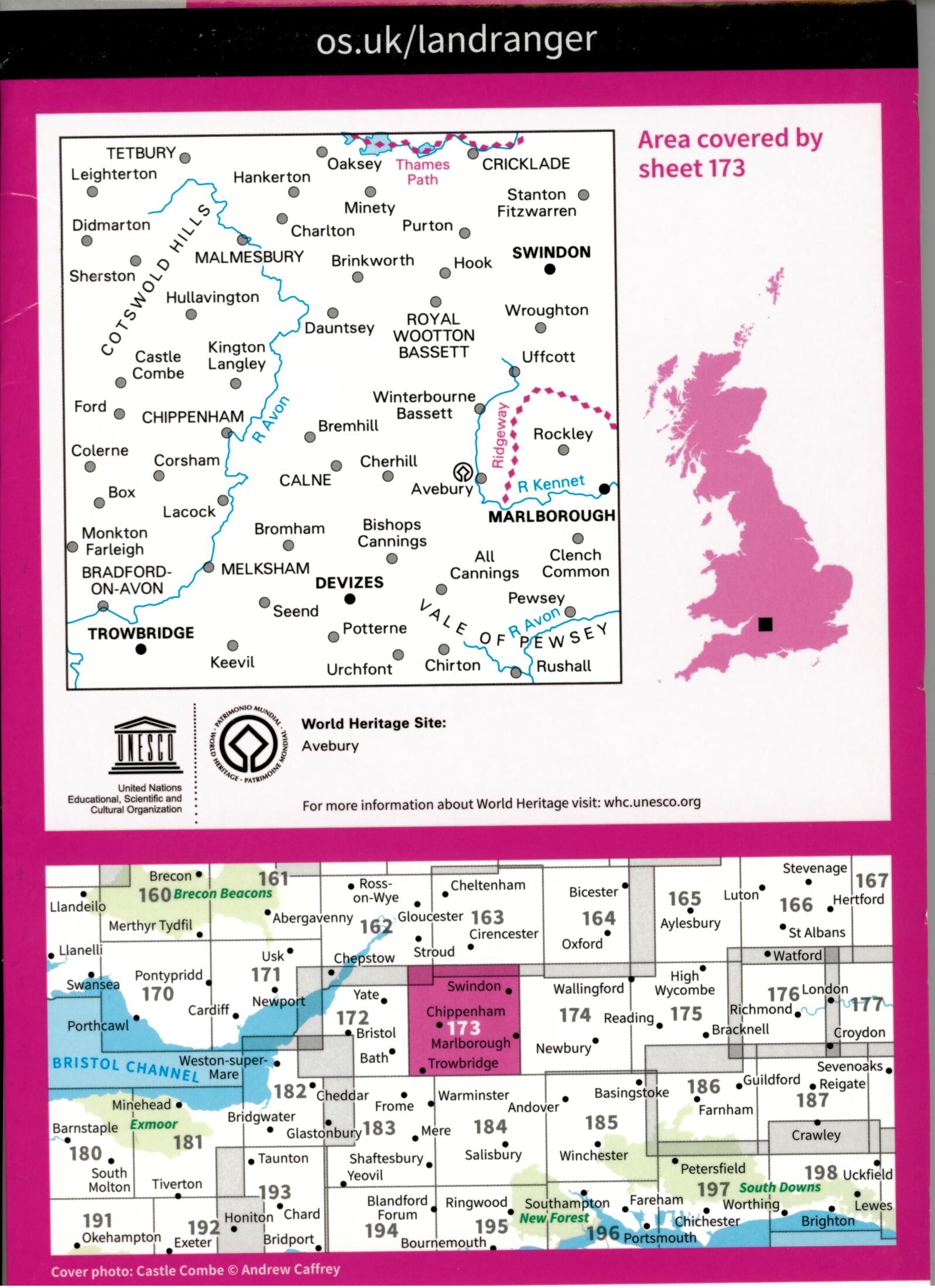 ORDNANCE SURVEY - 173 GB SWINDON DEVIZES 1 50 000
