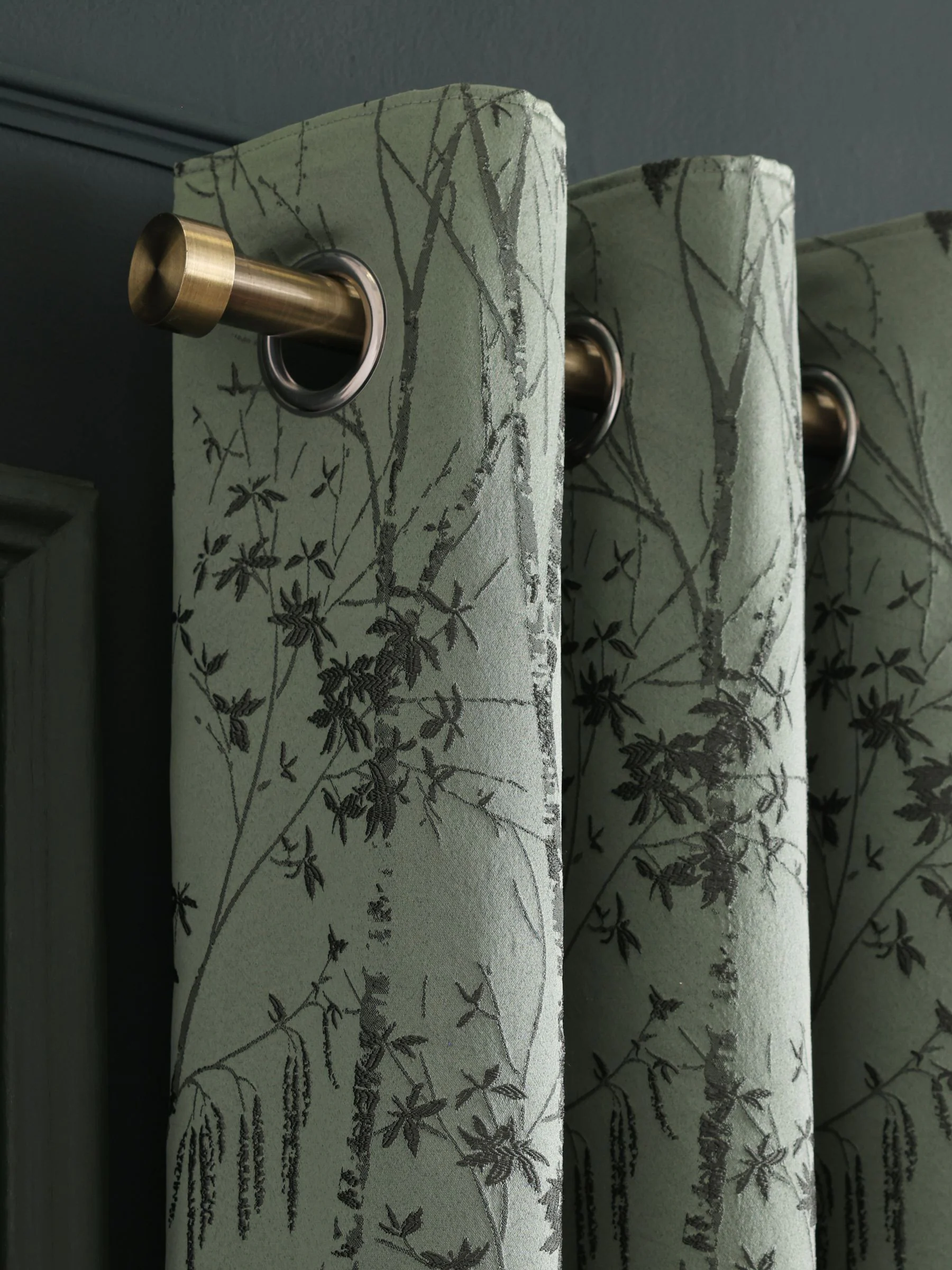 Boom Jacquard Eyelet Gevoerde Gordijnen