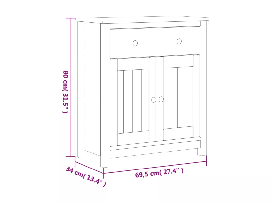 Armoire de salle de bain BERG blanc 69,5x34x80 pin massif