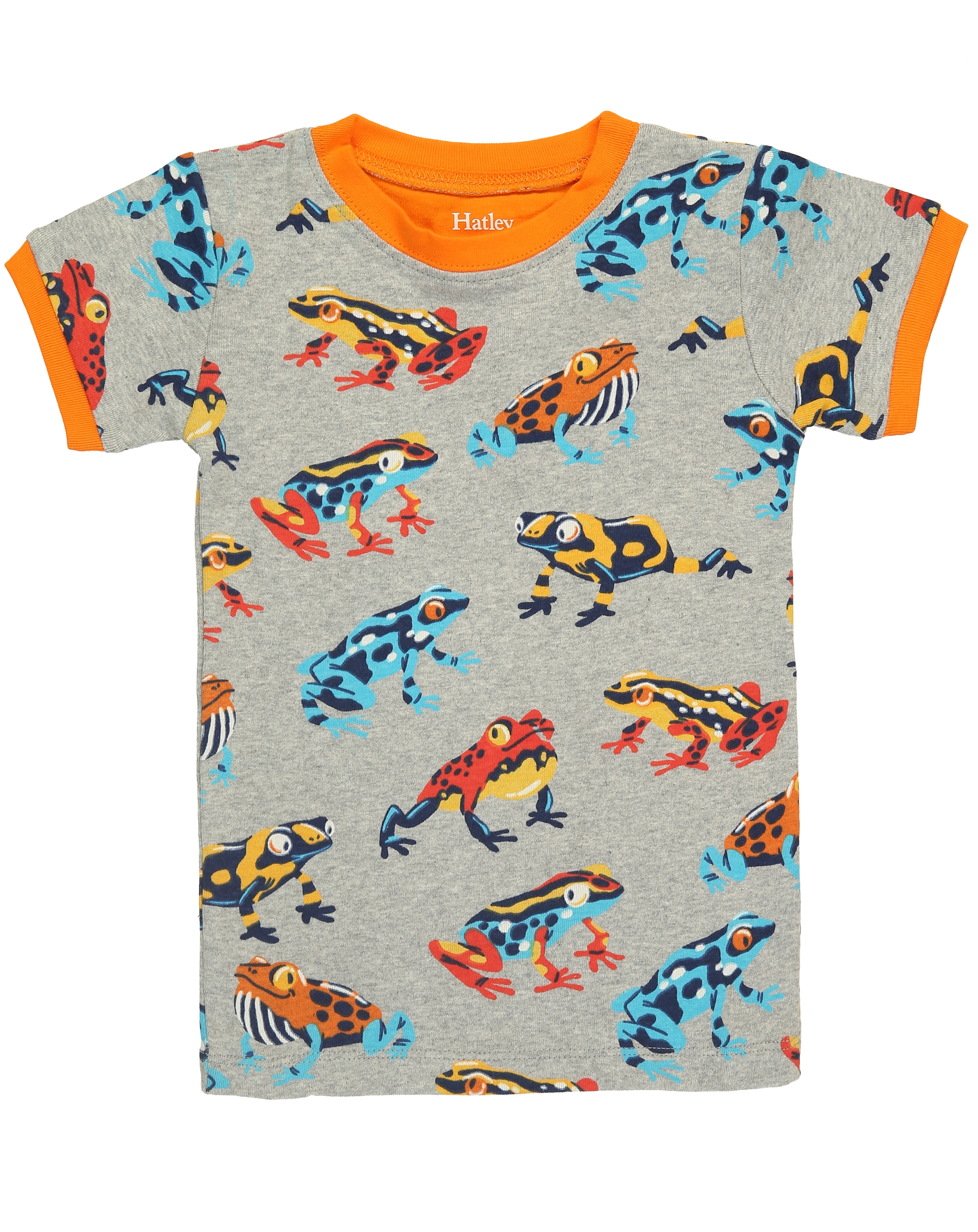 Schlafanzug LEAPING FROGS kurz in grau melange