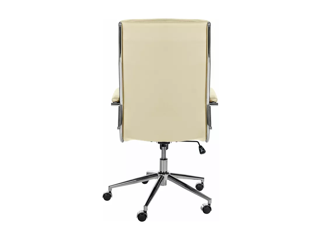 Chaise de bureau - Véritable cuir & Métal chromé - Crème - Cleveland