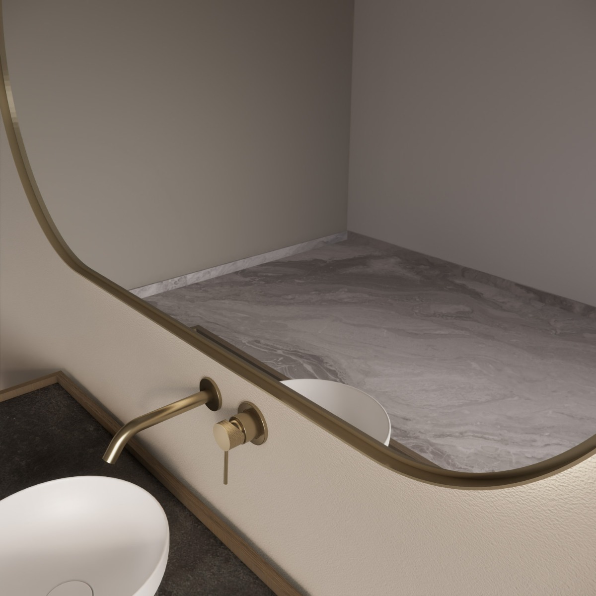 Gliss Design Aura spiegel met LED-verlichting 140x70cm mat goud