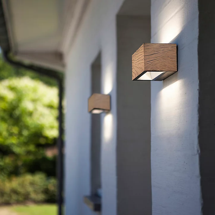 Applique murale extérieur LED intégrée Gemini 700lm 10,5W IP54 Lutec naturel L.14 cm x H.9 cm x P.6,5 cm
