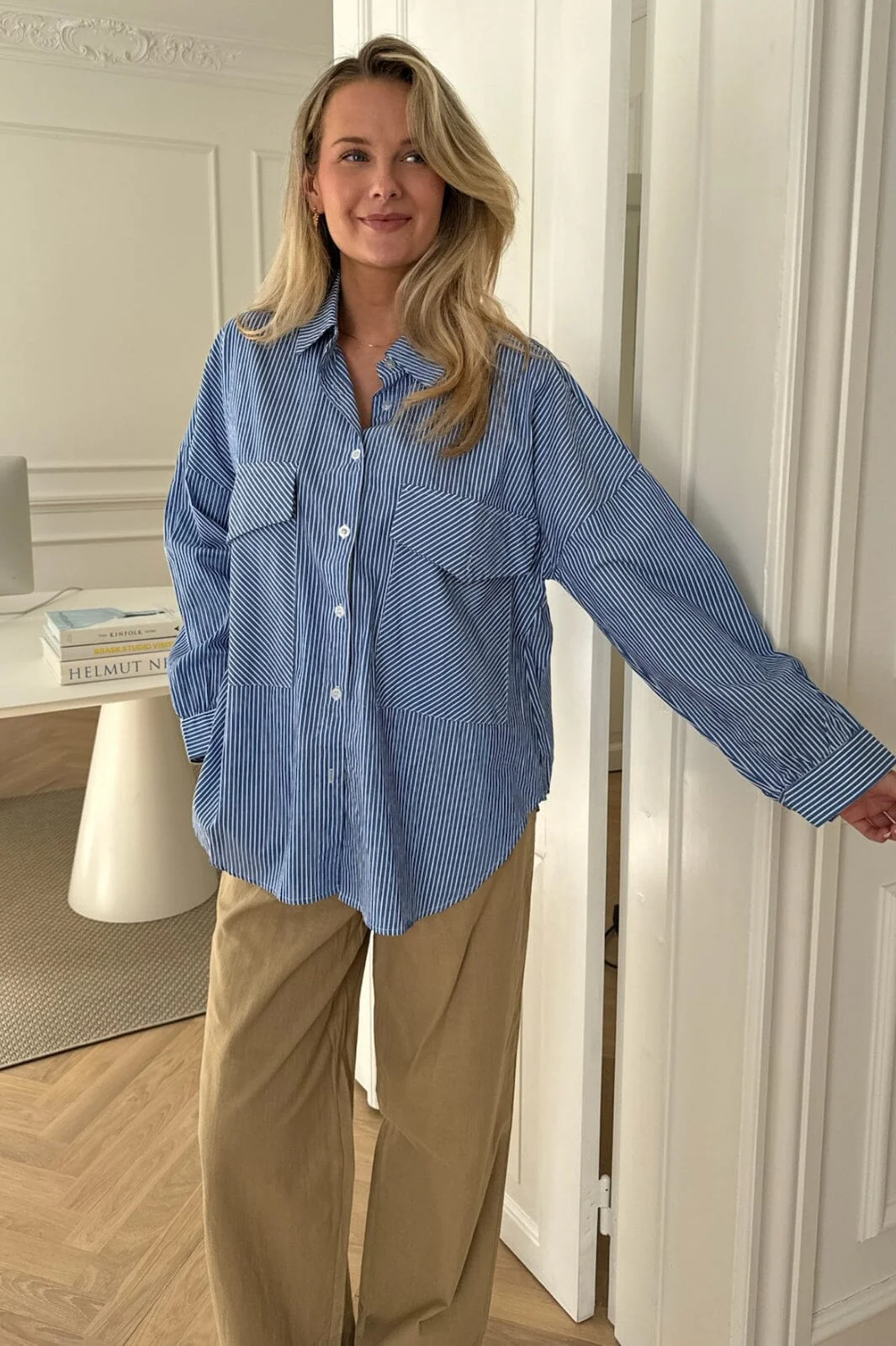 BYIC Theldaic Shirt dbws dark blue white stripe