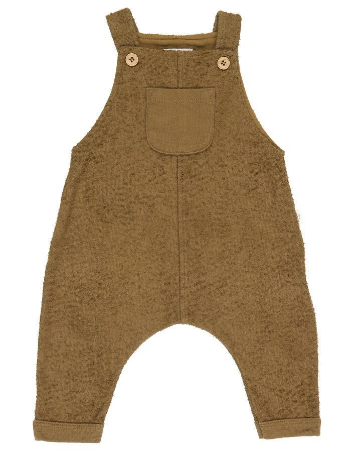 Latzhose PURE – VINTAGE BUTTON in golden brown