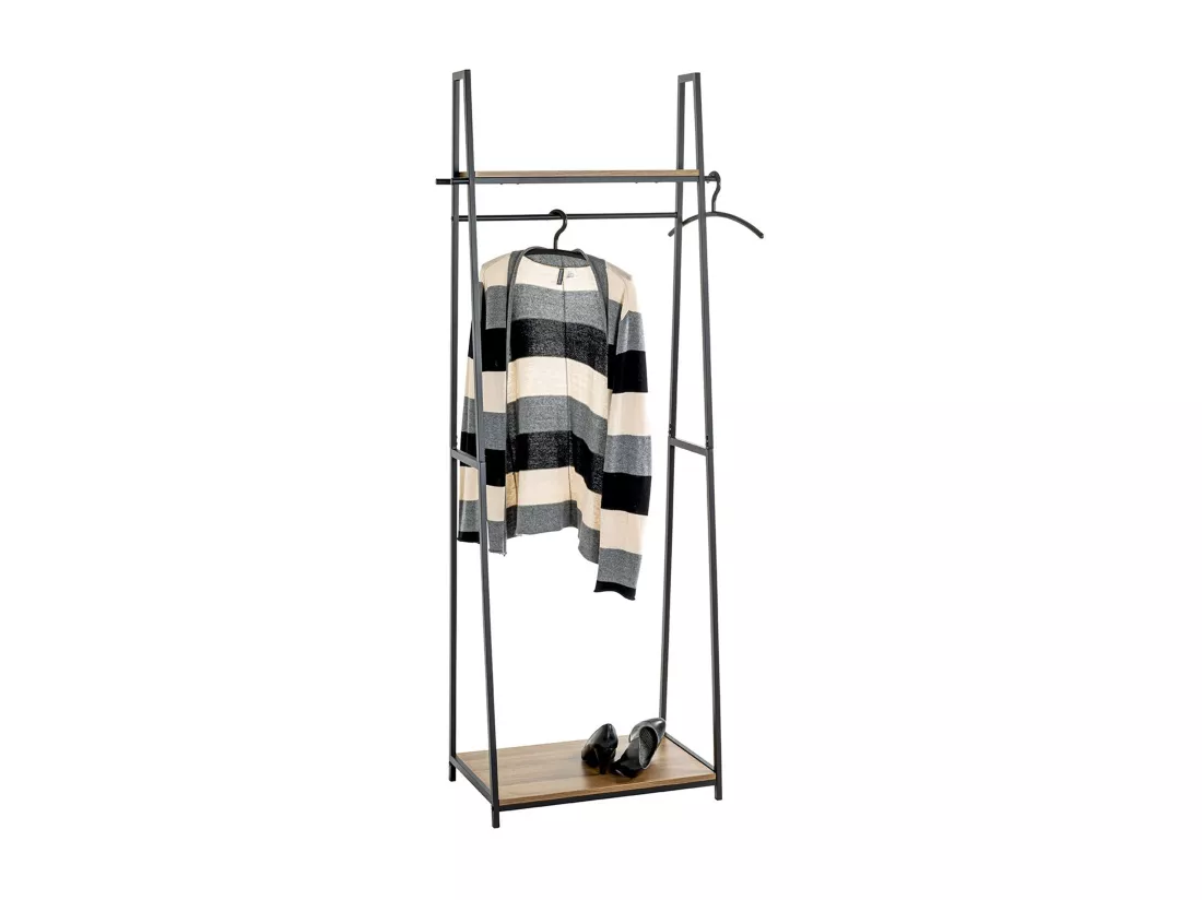 Porte-manteau en bois coloris chêne et métal coloris noir - Longueur 68 x profondeur 40 x hauteur 166 cm