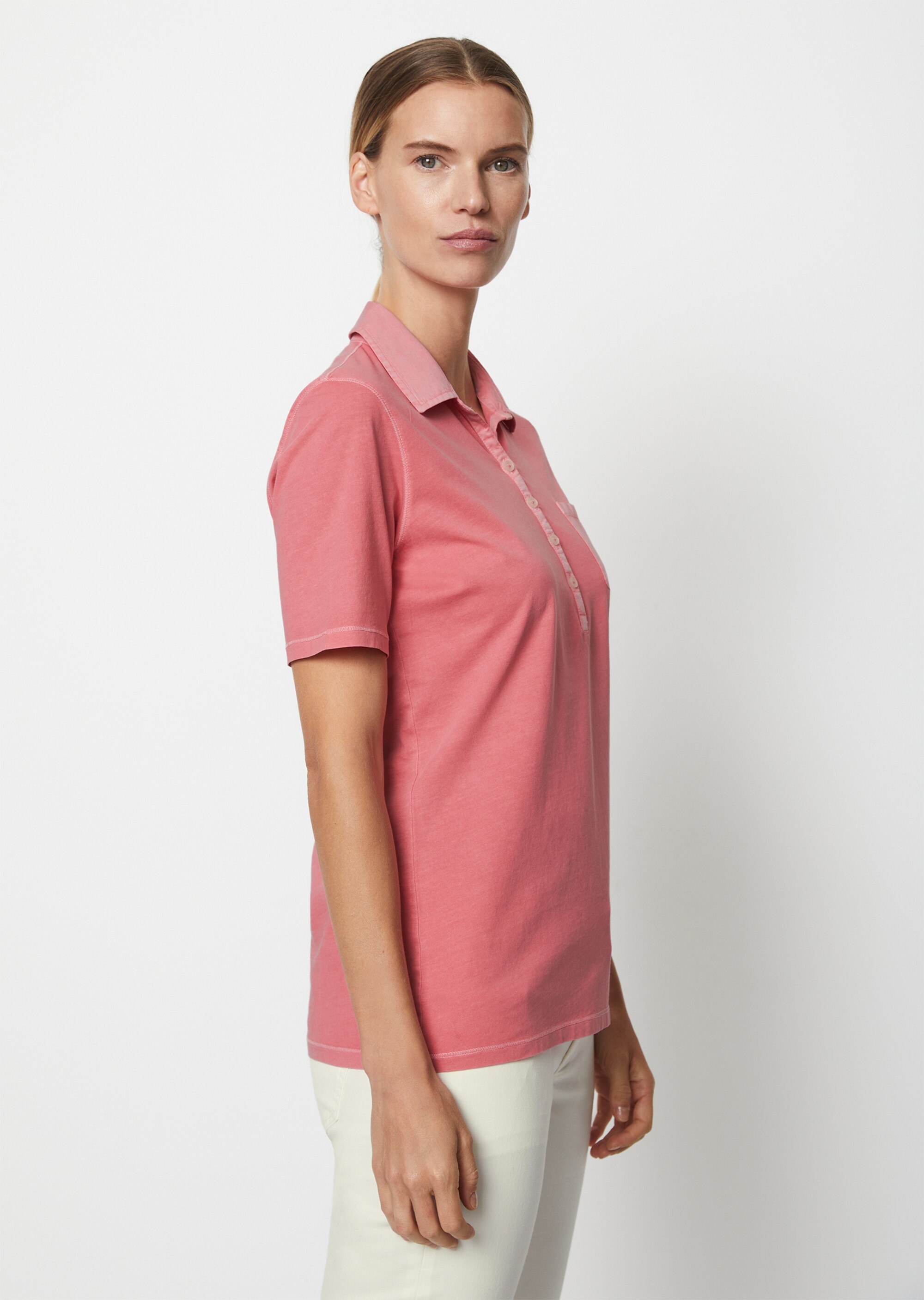 Kurzarm Poloshirt regularmit Material-Mix-Details