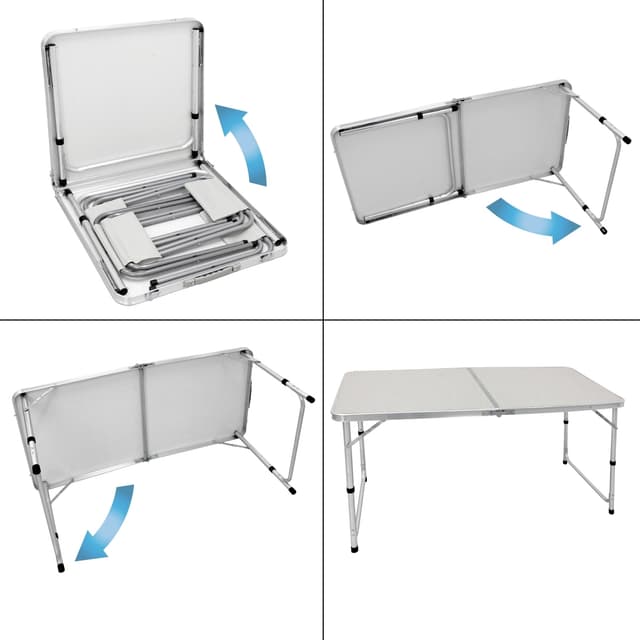 Camping bord Klapbord Havebord klapbord bord Aluminium 120cm Hvid / Creme