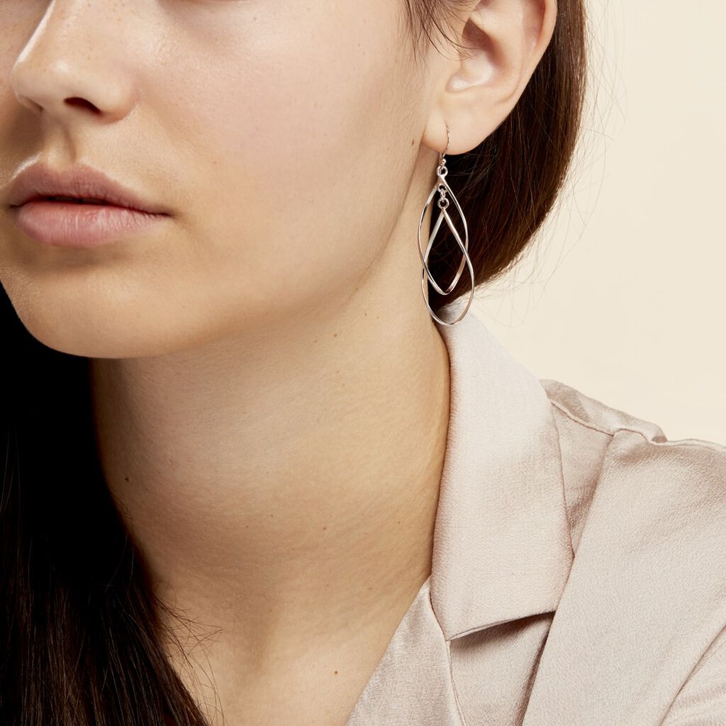Boucles D'oreilles Pendantes Twisty Argent Blanc