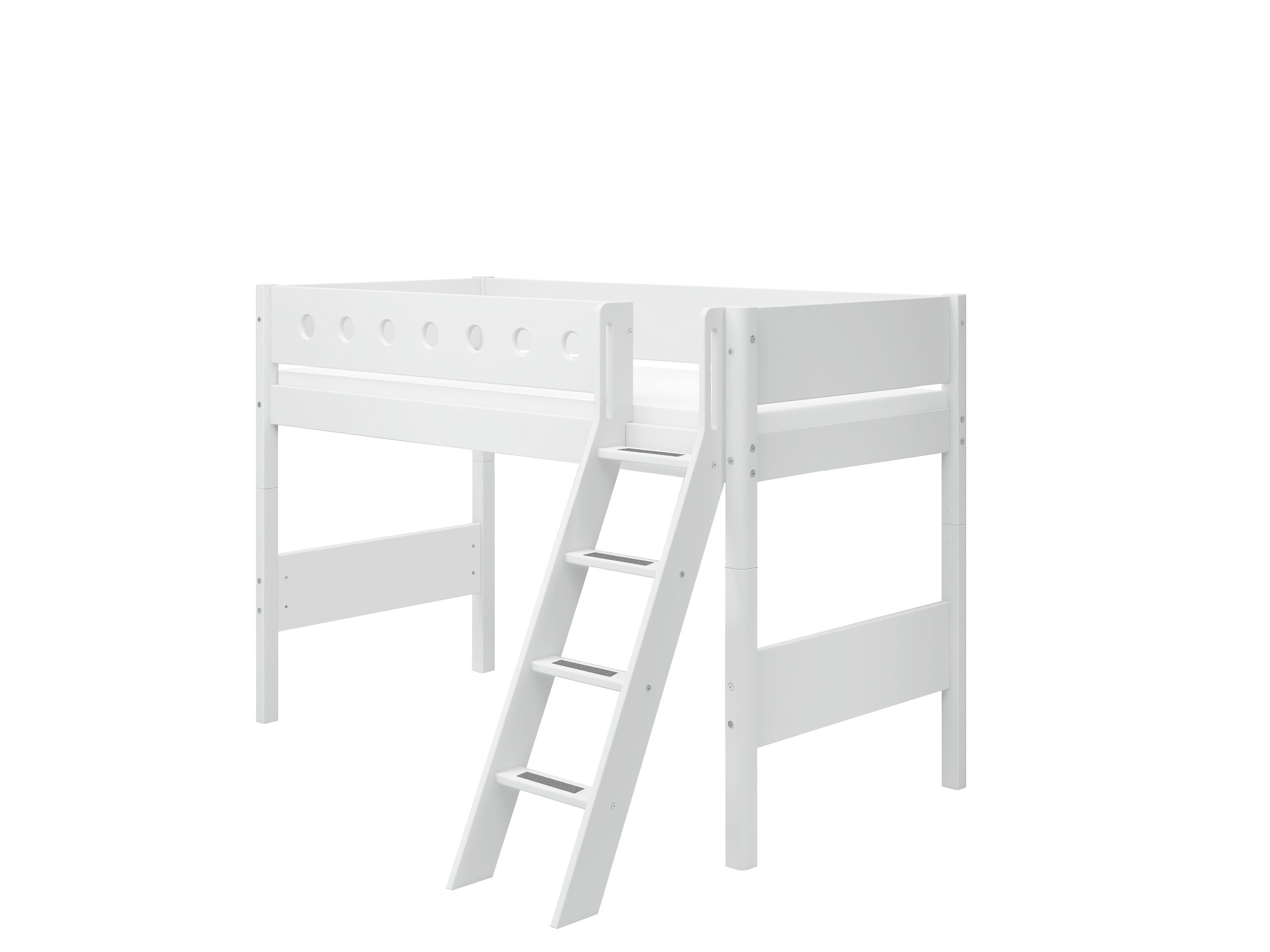 Flexa WHITE Mittelhochbett - Weiss / B: 110.0 cm x T: 210.0 cm x H: 143.0 cm