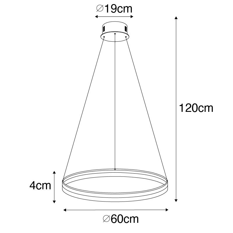 Design hanglamp goud 60 cm incl. LED 3-staps dimbaar - Anello