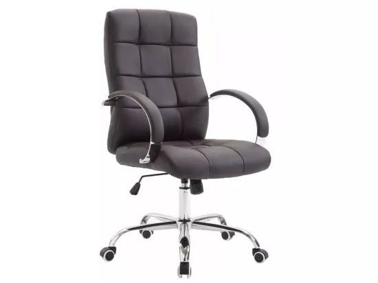 Chaise de bureau - Similicuir & Métal chromé - Marron - Mikos