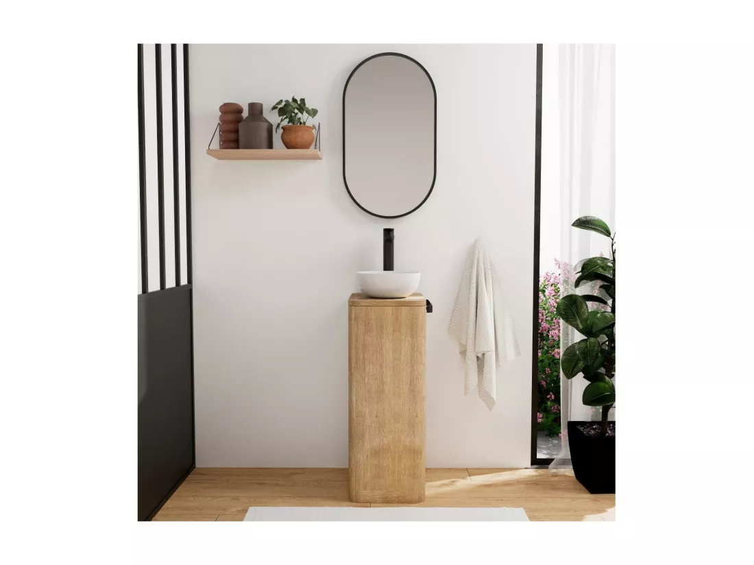 Ensemble meuble lave-mains TOM + vasque MAUD + miroir PEPPER