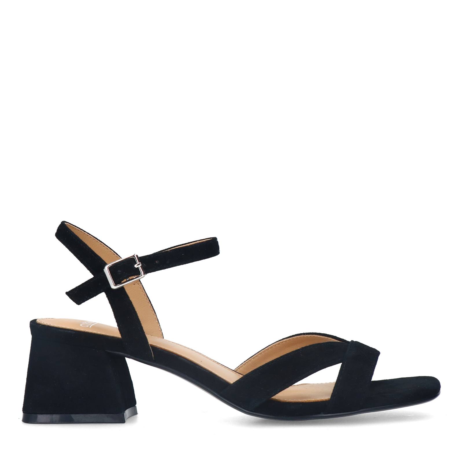 Zwarte suède sandalen met hak