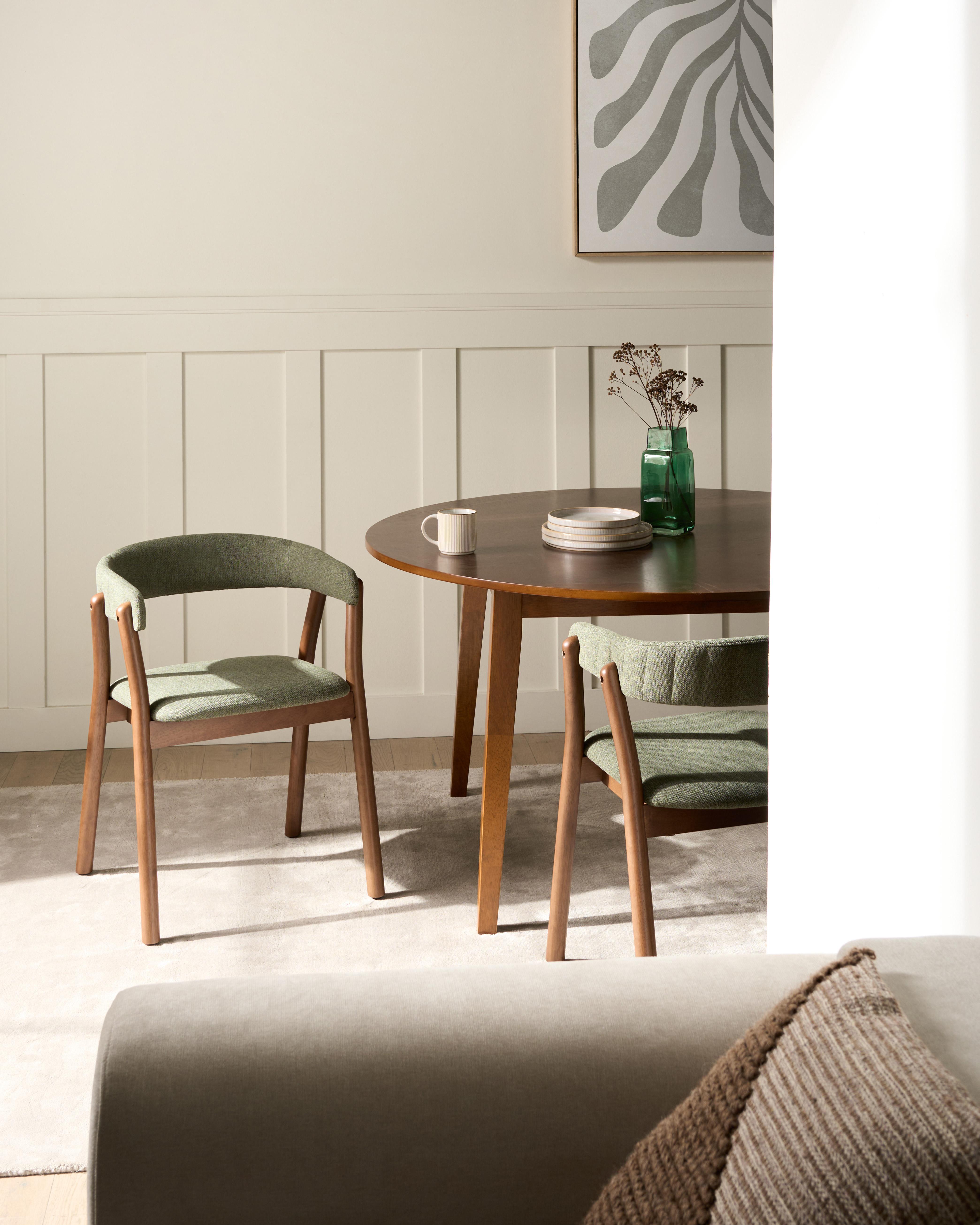 Set van 2 eetkamerstoelen MYLO Stof Donkerbruin/groen