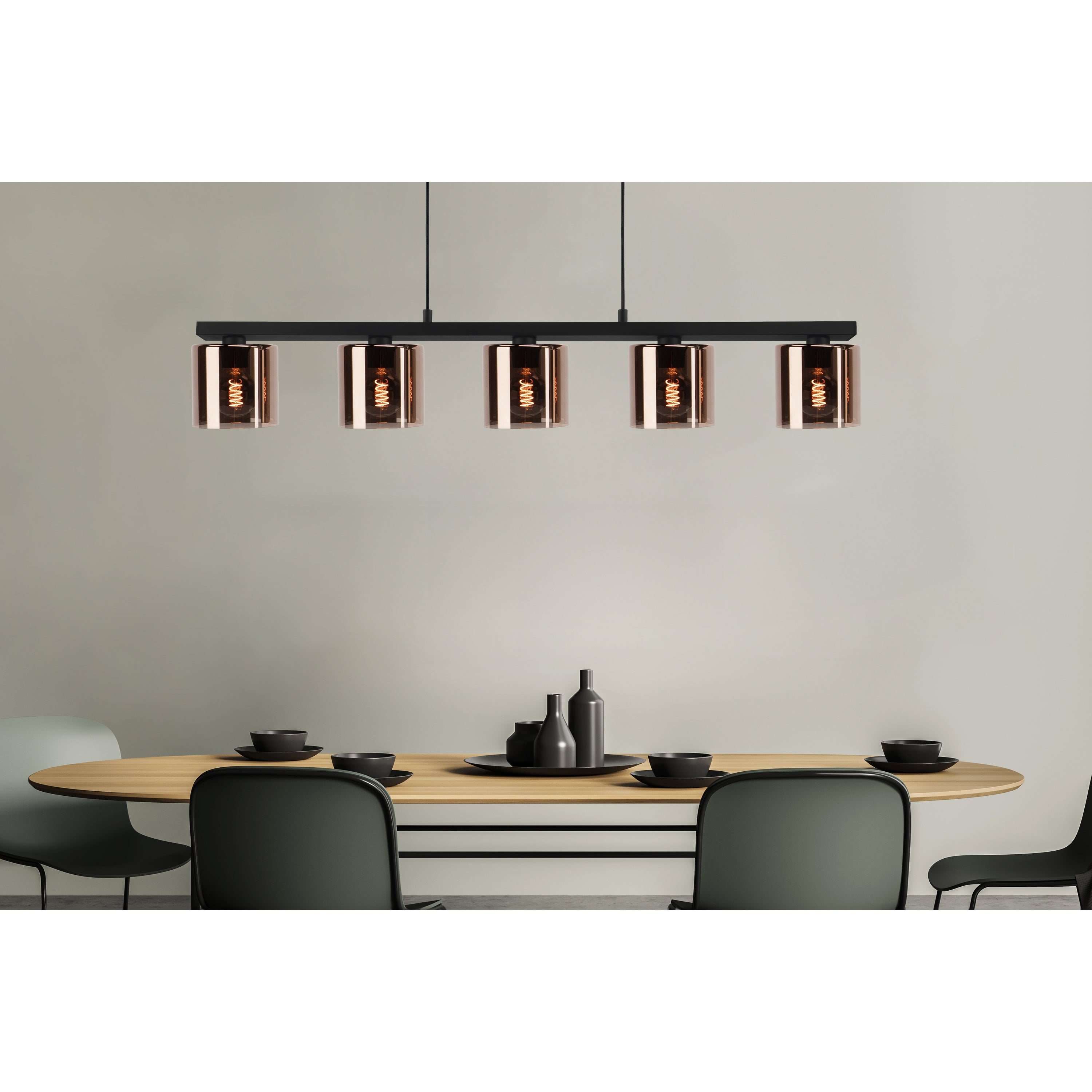 EGLO Cadley Hanglamp - E27 - 121 cm - Koperglas - Zwart